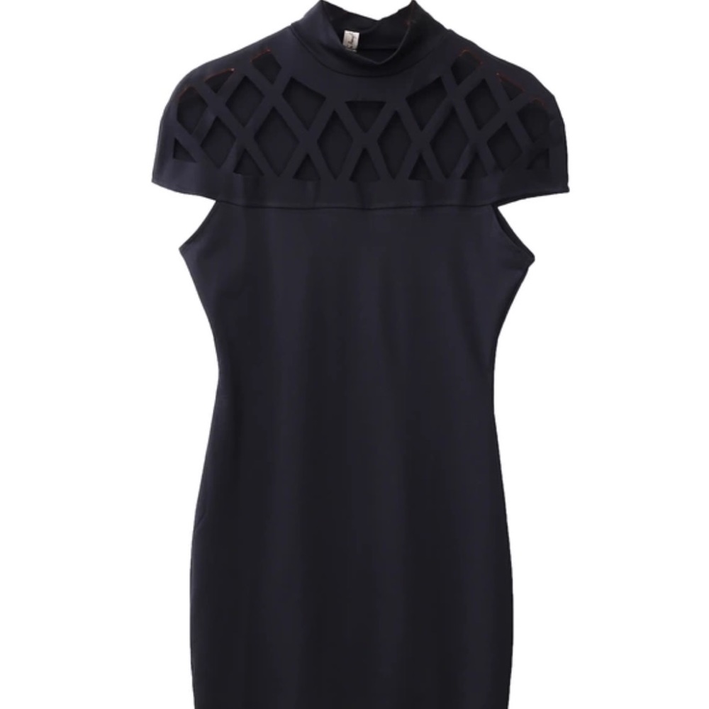 BLACK CAGE DRESS SIZE M 6-8 - Picture 2 of 5